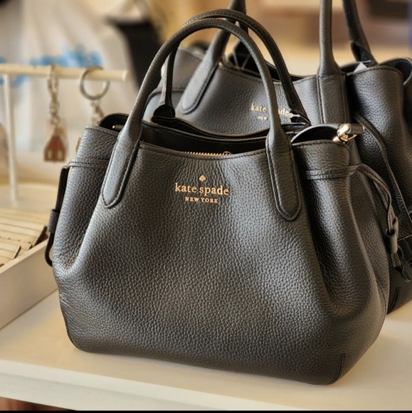 KATE SPADE DUMPLING PEBBLED LEATHER SMALL SATCHEL BLACK K8135 NWT $379. - Picture 1 of 6